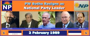 PW Botha Resigns as National Party Leader
