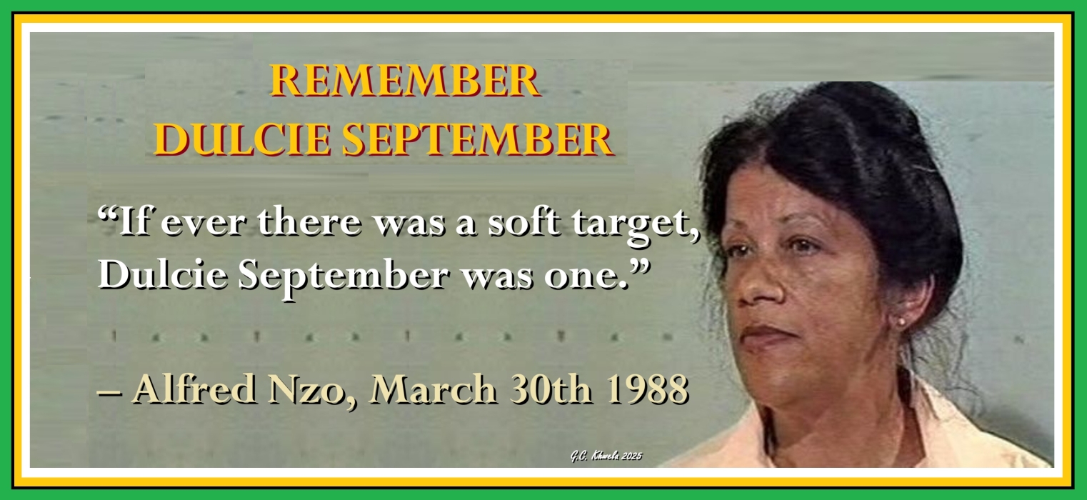 Read more about the article REMEMBER DULCIE SEPTEMBER: 20 AUGUST 1935 – 29 MARCH 1988