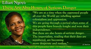 Lilian Ngoyi: These Are Also Hours of Serious Danger