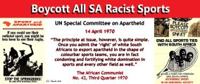 Boycott All SA Racist Sports: UN Special Committee on Apartheid