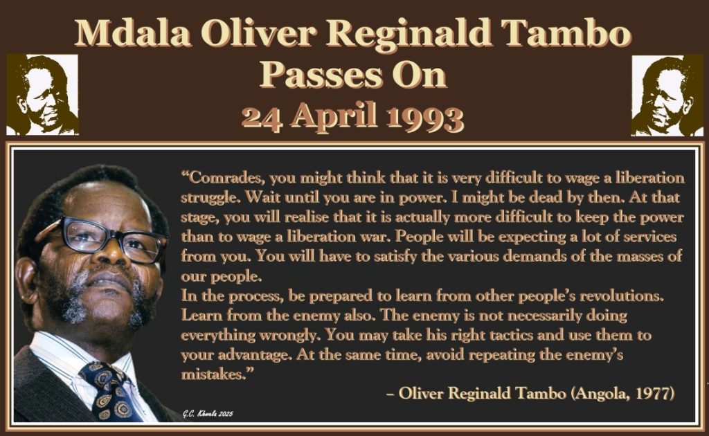 Mdala Oliver Reginald Tambo Passes On – CASTRO KHWELA