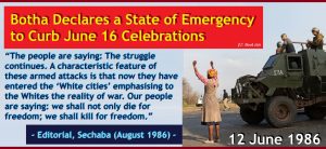 Botha Declares a State of Emergency to Curb June 16 Celebrations