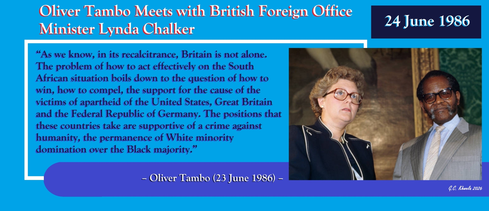 You are currently viewing Oliver Tambo Meets with British Foreign Office Minister Lynda Chalker