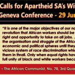 The ILO Calls for Apartheid SA’s Withdrawal at the Geneva Conference
