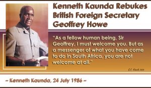 Kenneth Kaunda Rebukes British Foreign Secretary Geoffrey Howe